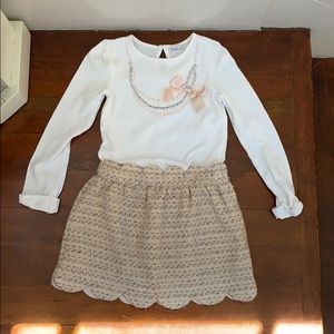 Janie and Jack Boucle Skirt with Scalloped trim